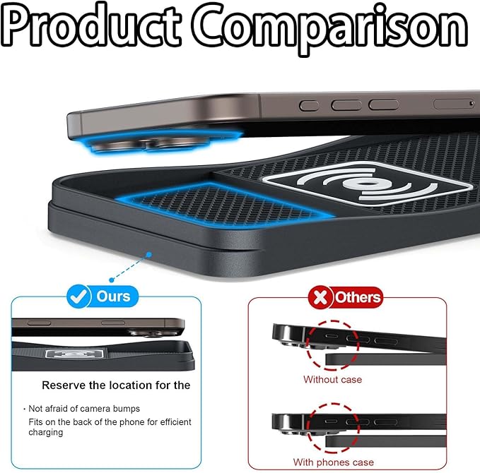 Car Wireless Charger Pad for Chevrolet Bolt EV 2017-2023, Fast Car Wireless Charging Pad for Car Center Console, Non Slip Charging Mat,1M-Type C