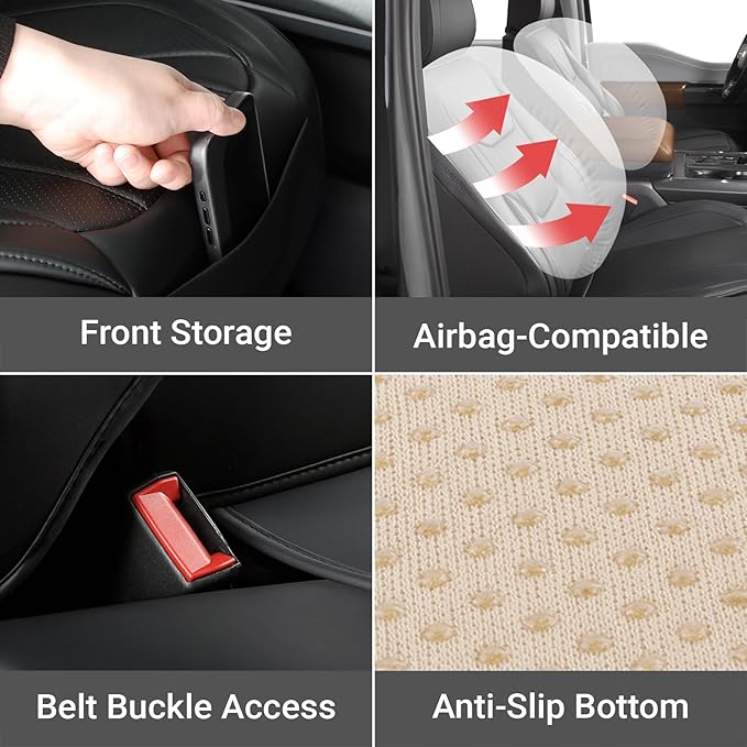 Coverland Custom Fit Car Seat Covers for SUV Compatible with [Jeep Grand Cherokee, Grand Cherokee 4xe] Premium Water Resistant Leather Non-Slip Interior Protector [Full Set Black - Size Chart X74]