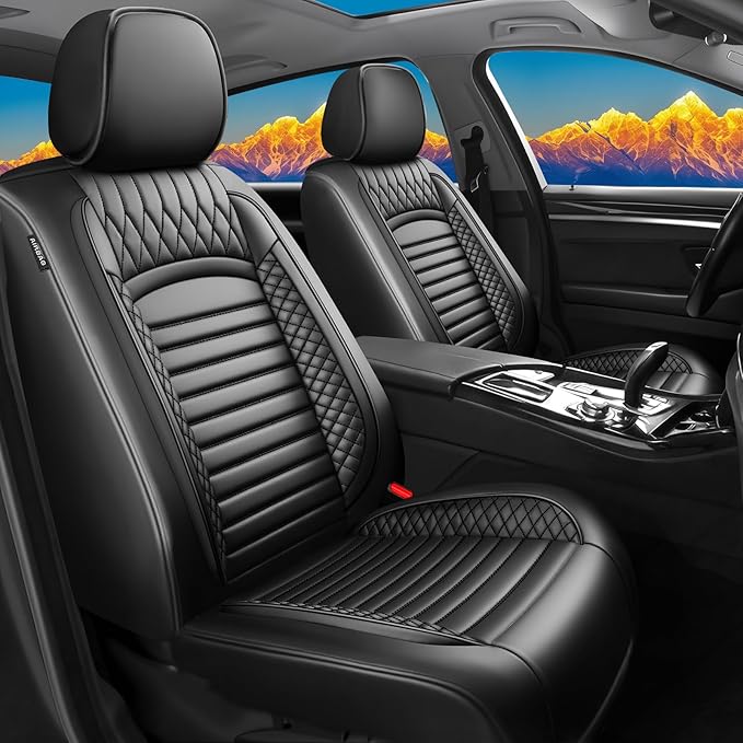 Fit 4Runner Car Seat Covers (5 Seats) for Select Toyota 4Runner 2003-2024 2025 2026 - Full Coverage Leather,Airbag Compatible, Waterproof & All Weather Seat Cushion Protector,Full Set,Black