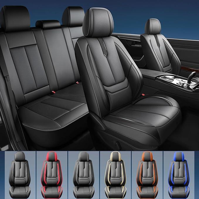 Fit Passport Car Seat Covers for Honda Passport 2019-2025 2026 -Upgraded Premium Waterproof & Breathable Leather, Airbag Compatible, All-Weather Seat Cushion Protector,2 Front/Black