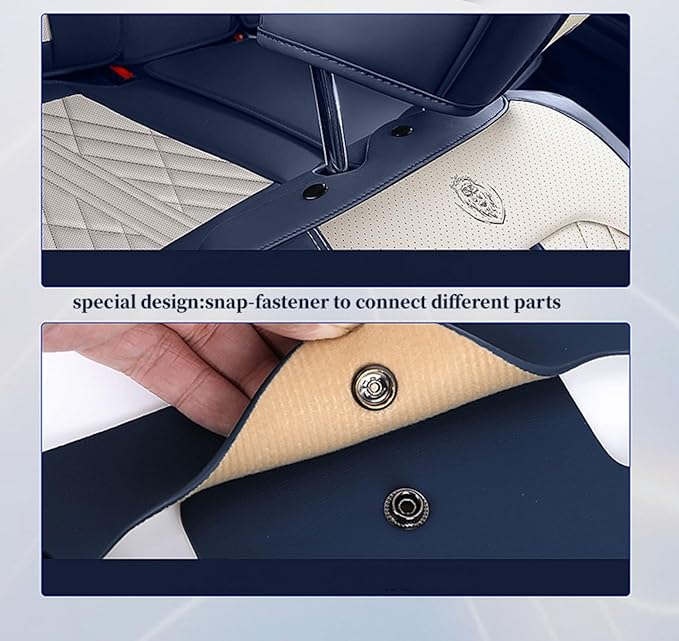 Premium Nappa Leatherette Car Seat Cover Set Custom Fit for Honda CR-V CRV 2000-2023 2024 2025 2026 Water-Proof Breathable Faux Leather Seat Cushion Protectors (Full Set 5 Seats,Beige Blue)