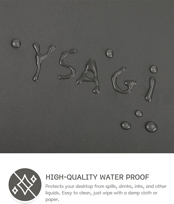YSAGi Non-Slip Leather Desk Pad, Waterproof Laptop Computer Desk Keyboard Mat