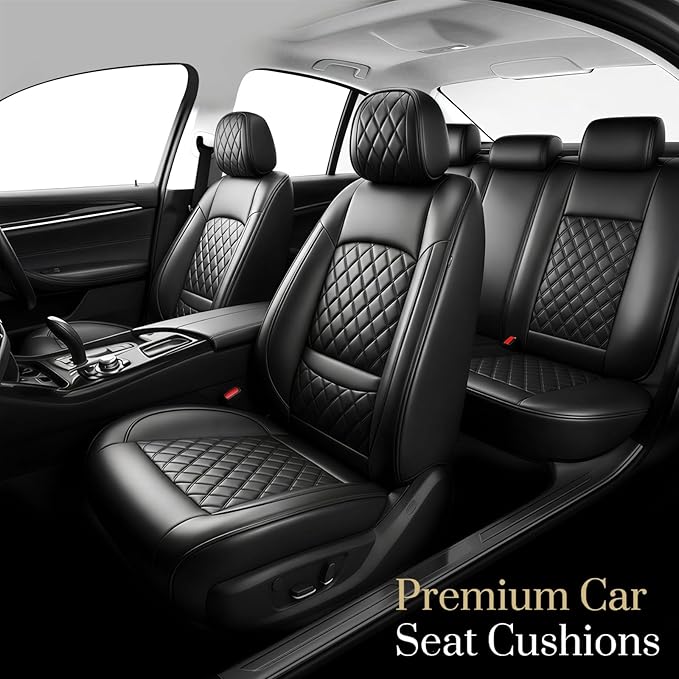 Fit TLX Car Seat Covers for Acura TLX 2014-2025 2026 - Premium Leather, Waterproof, All-Weather, Airbag Compatible, Anti-Slip, Breathable, Easy Install, Seat Protectors, Full Set, Black
