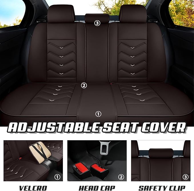 Car Seat Covers for KIA Sedona 2003-2021, Premium Nappa Leather Car Seat Cover, Stylish Sport Seat Covers， Automobile Seat Cover Sets.(Luxury 5 Seats/Coffee Color)