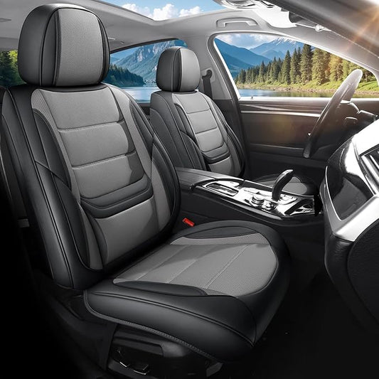Car Seat Covers Full Set Custom Fit for Mercury Grand Marquis 1995-2011,Premium Faux Leather with Lumbar Support, Breathable, Anti-Slip & Soft Touch(blackgray,Fullset)