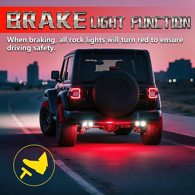 6 Pods Alloy RGBW Rock Lights，LED Upgraded RGB Underglow Lights for ATV UTV Golf Cart Truck RZR SXS Offroad Jeeps, Waterproof Metal Multicolor Neon Underglow Kit with APP/RF Remote Music Mode,12V