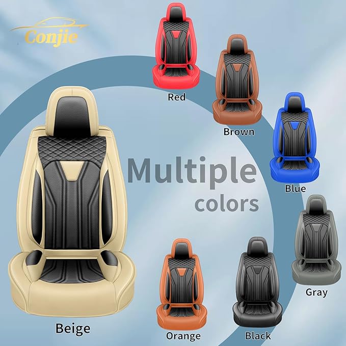 Fit Altima Car Seat Covers Compatible with Nissan Altima 2011-2025 2026 - Premium Leather， Waterproof Breathable， All-Weather Seat Cushion Protecto&Airbag Compatible (2 Front Seat Beige&Black)