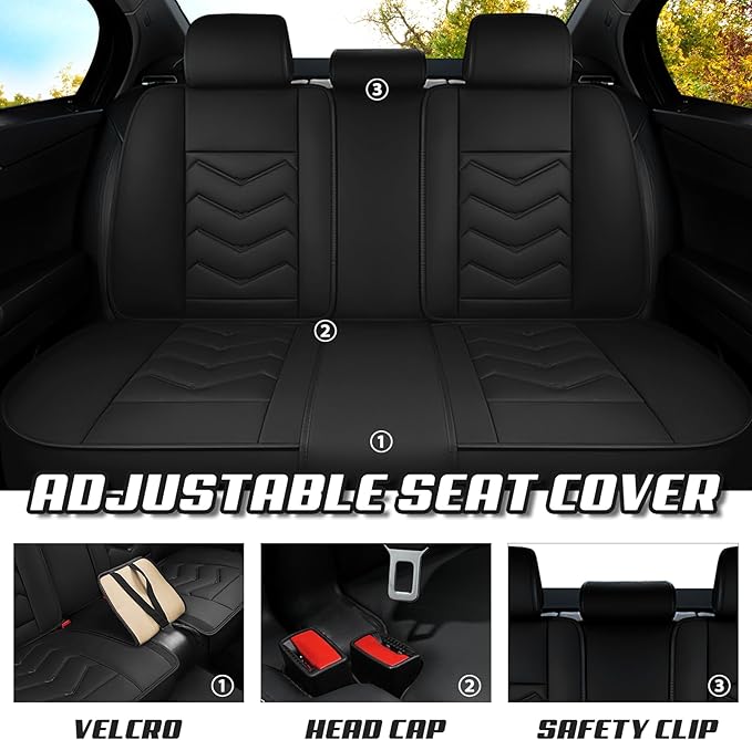 Car Seat Covers for VW Eos 2007-2016, Premium Nappa Leather Car Seat Cover, Stylish Sport Seat Covers， Automobile Seat Cover Sets.(Luxury 5 Seats/Pure Black)