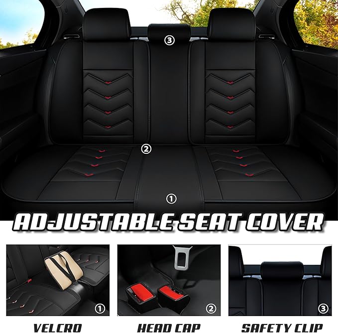 Car Seat Covers for Mercedes-Benz S-Class 2005-2026, Premium Nappa Leather Car Seat Cover, Stylish Sport Seat Covers， Automobile Seat Cover Sets.(Standard 2 Seats/Black Red)