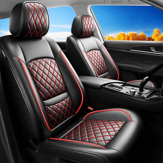 Fit for Venue Seat Covers Compatible with Hyundai Venue 2020-2026 - Waterproof Breathable Leather Automotive Seat Cushions Protector,Airbag Compatible,Full Set 5 Seats(Redline)