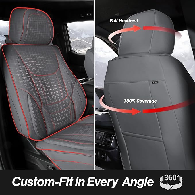 Coverland Custom Fit Car Seat Covers for SUV Compatible with [2022-2026 Hyundai Tucson] Premium Car Seat Cover Water Resistant Leather Non-Slip Interior Protector [Full set Dark Gray - Size Chart X58]