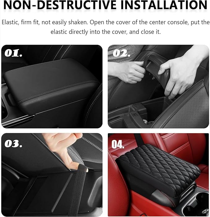 Auto Armrest Cushion Pads for Cadillac Escalade(2014-2020) Accessories Car Centre Console Armrest Pad Durable Material and Easy to Clean-is Waterproof and Anti-Scratch
