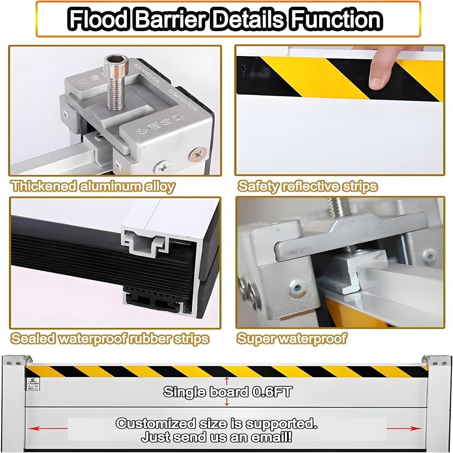 Flood Barriers for Home Exterior - Aluminum Alloy Outdoor Easy Flood Barrier Garage Doors Water Barriers for Flooding,H47.2 Inch/L20FT