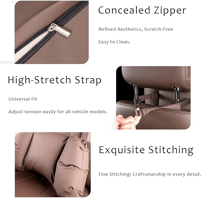 Car Neck Pillow & Lumbar Support for Lexus RZ 550e F Sport 2026+ Ergonomic Breathable Mesh Auto Seat Back Cushion Headrest,Brown-Neck Pillow