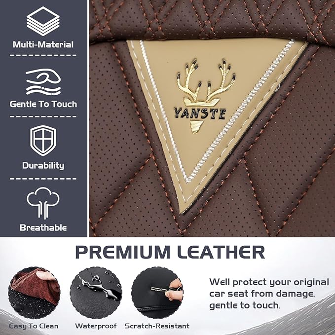 Truck Seat Covers for Ford F350 2011-2026, Waterproof Premium Leather Full Coverage Car Seat Cover, Muscle Sport Style Auto Interior Seat Cover Sets (Full Set/Brown Coffee)