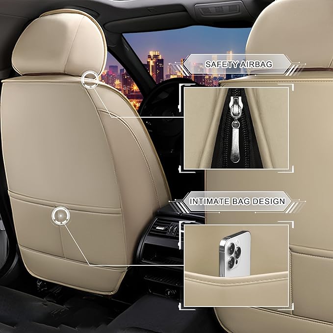 CTDS Car Seat Covers for Nissan Pathfinder 2000-2026, Stylish Sport Seat Cover, Premium Nappa Leather Car Seat Cover. Automobile Seat Covers Sets.(Standard 5 Seats/Beige)