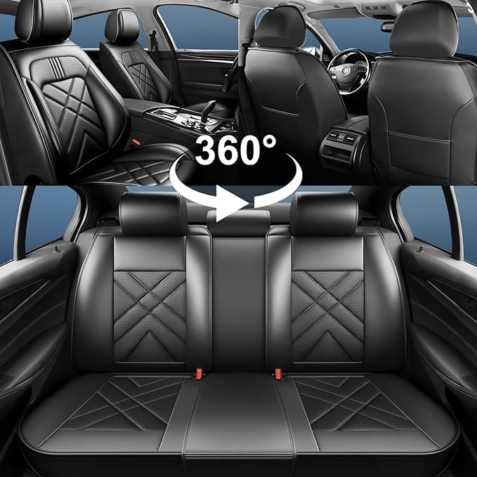 CX-30 Car Seat Covers Custom Fit for Mazda CX-30 2020-2026, Full Coverage Premium Leather Waterproof Breathable Seat Covers, Automotive Seat Protectors, Airbag Compatible(Full Set Seats, Black)