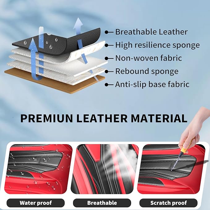 Fit CRV Car Seat Covers Premium Leather for Honda CRV cr-v 2011-2025 2026. Waterproof， Breathable, Scratch-Resistant & All-Weather Seat Cushion Protector (Front Seat,Red&Black)