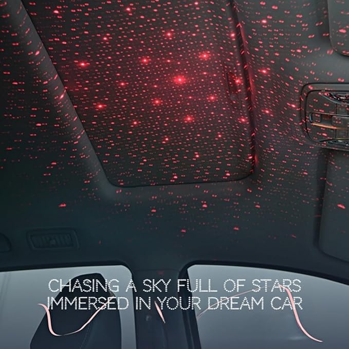 Car Armrest Pad Cover with Red Starry Sky LED Projection, Dual Type-C Charging Ports, Leather Car Center Console Cushion with Cup Holder, Tissue Holder (Red Starry Sky LED Projection, Beige)