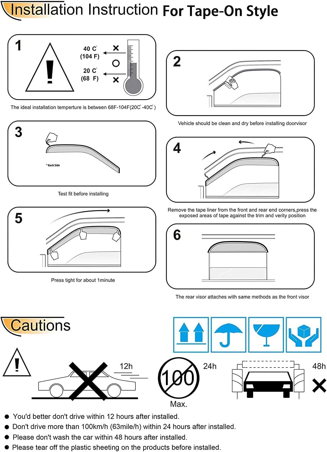 94240 Side Window Wind Deflector,4pc Outside Mount Style Nice Sun Rain Guards Set,Window Visor fit for 2002-2006 Chevy Trailblazer EXT