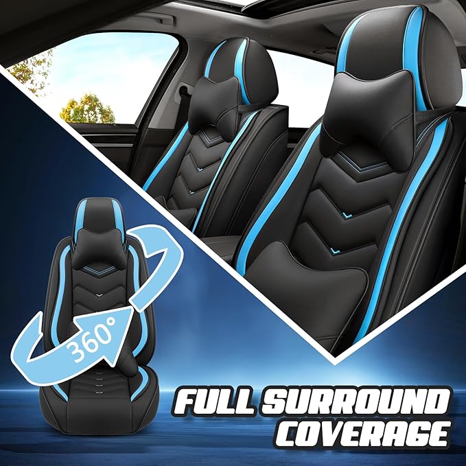 Car Seat Covers for Mercedes-Benz S-Class 2005-2026, Premium Nappa Leather Car Seat Cover, Stylish Sport Seat Covers， Automobile Seat Cover Sets.(Luxury 5 Seats/Black Blue)