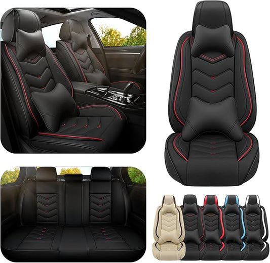Car Seat Covers for Hyundai Sonata 2002-2026, Premium Nappa Leather Car Seat Cover, Stylish Sport Seat Covers， Automobile Seat Cover Sets.(Luxury 5 Seats/Black)