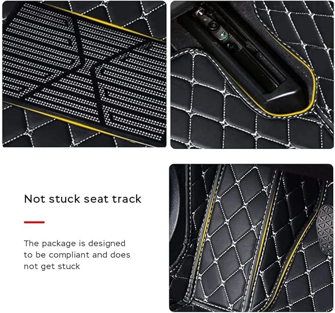 MELKEN Custom Fit Leather Car Floor Mats for 95% of Cars Full Coverage Floor Liners Car Mats (Coffee & Blue)