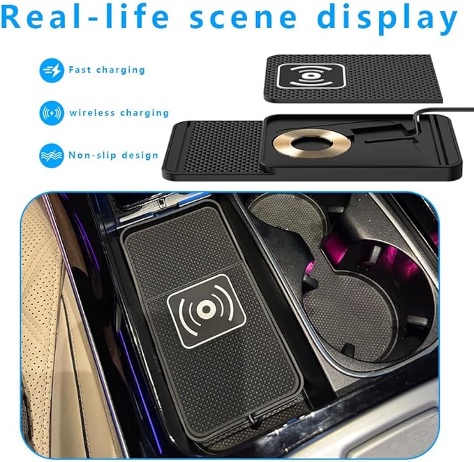 Wireless Charging Pad for Car for Honda Civic(Hatchback) Fit 2000-2026, Non-Slip Type C/USB 20W Fast Phone Charging Pad DIY Trim-to-Fit No Interior Damage,A&USB