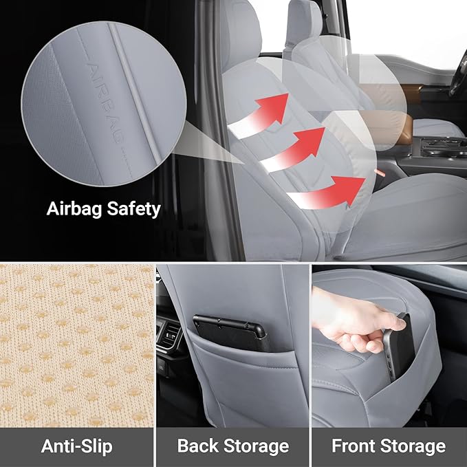 Coverland Custom Fit Car Seat Covers for SUV Compatible with [2009-2018 Subaru Forester] Premium Car Seat Cover Water Resistant Leather Non-Slip Interior Protector [Front Gray - Size Chart A23]