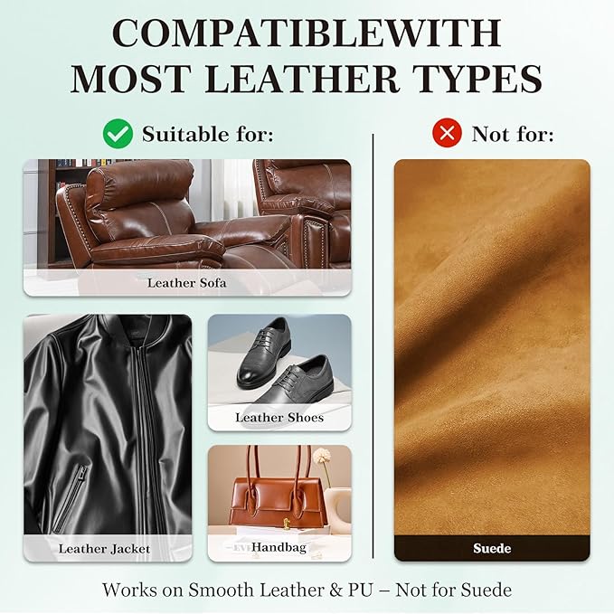 Leather Color Restorer, Leather Recoloring Balm, Scratch Remover, Leather Dye, Leather Paint with Leather Conditioner, Leather Repair Kit for Furniture Couches Car Seats Shoes, Medium Brown