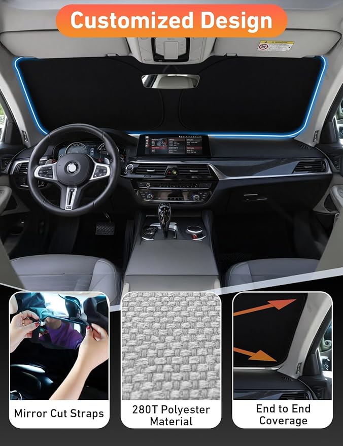 EcoNour Windshield Sunshade Compatible for Lexus NX 2015-2019 2020 2021, Sun Visor for Front Windshield & Window Sun Shade Cover, UV Heat Blocker & Protector, Car Accessories