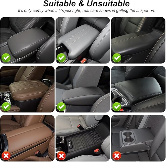Upgraded Car Center Console Cover Fit for bZ4X Faux Leather Car Armrest Cover Cushion with 2 Storage Bags,Car Armrest Storage Box Interior Accessories(Black&Redline)