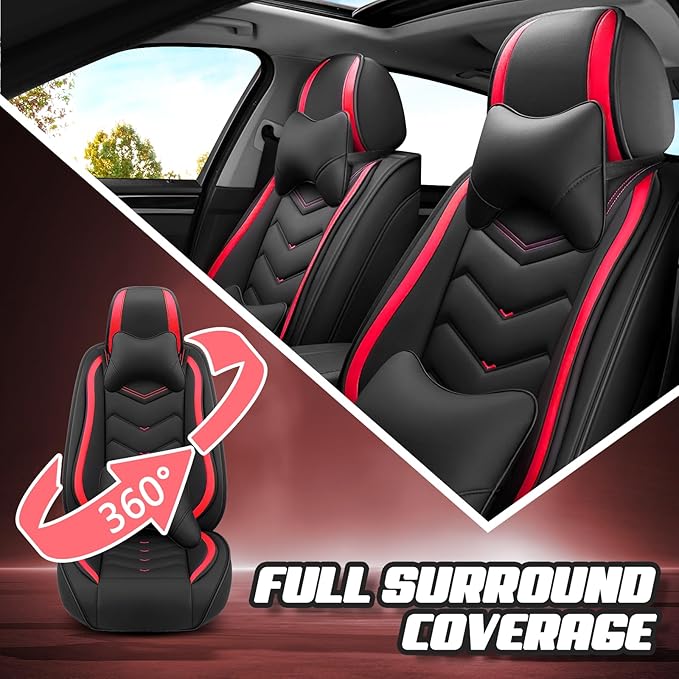 Car Seat Covers for Jeep Grand Cherokee L 2021-2026, Premium Nappa Leather Car Seat Cover, Stylish Sport Seat Covers， Automobile Seat Cover Sets.(Luxury 5 Seats/Black Red)