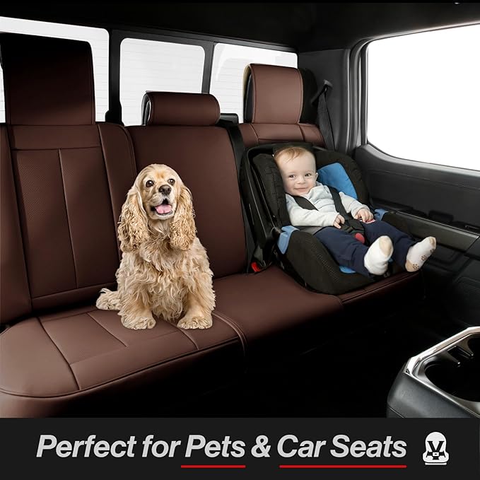 Coverland Custom Fit Car Seat Covers for Car Compatible with [Audi A3, BMW 3-Series, Scion iA, Toyota Prius] Premium Waterproof Non-Slip Interior Seat Protector [Full Set Dark Brown - Size Chart X59]