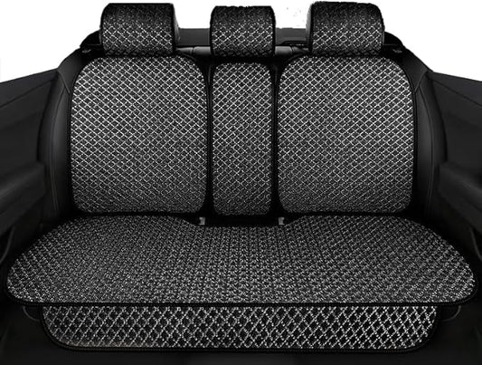 Universal Rear Seat Protector – All-Season Breathable Car Bench Cover with Non-Slip Base,3D Diamond-Pattern Fabric, Fits Most Sedans, SUVs, Vans & Trucks（Black）