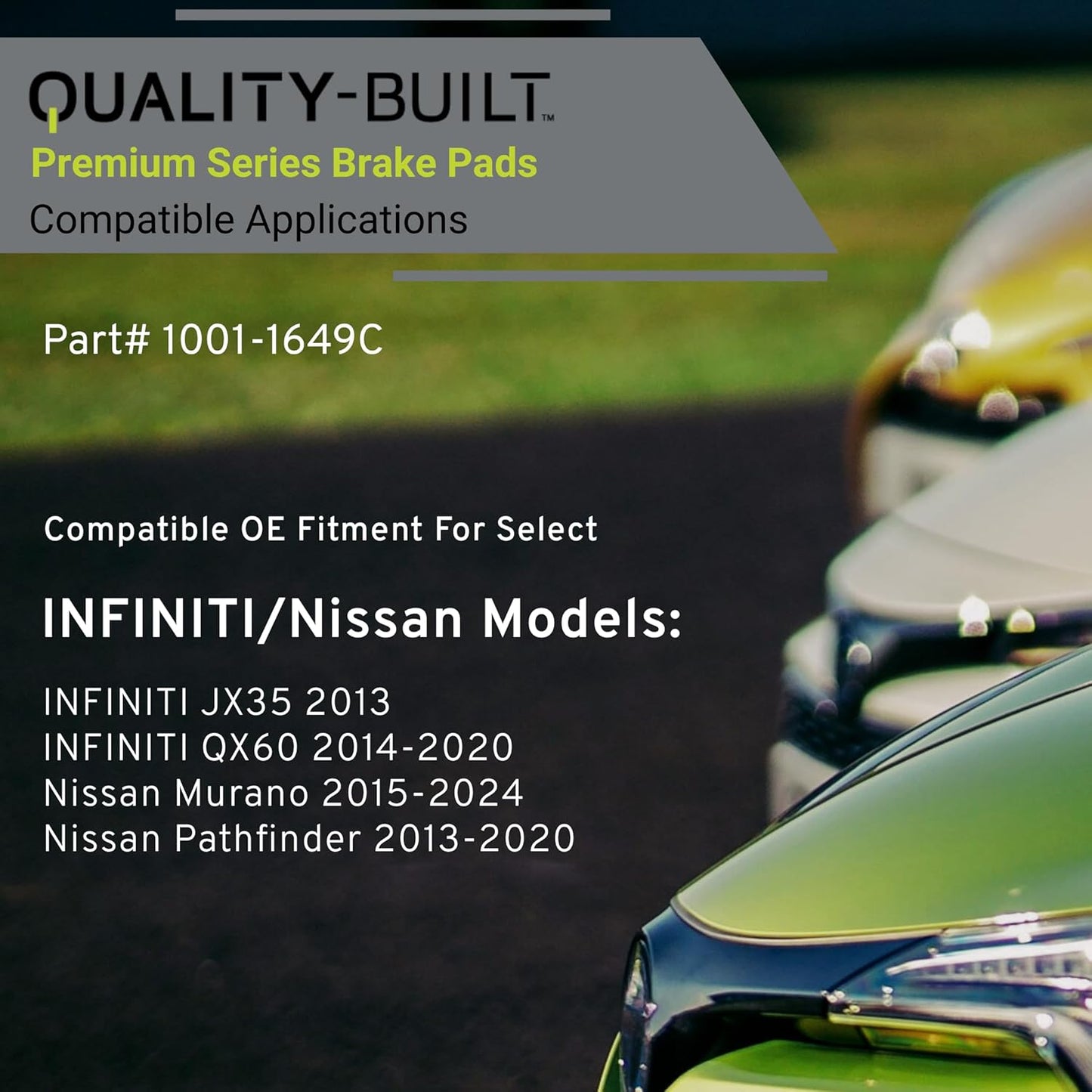 Premium Ceramic Front Brake Pads (1001-1649C) Compatible with INFINITI JX35 2013-2013, INFINITI QX60 2014-2020, Nissan Murano 2015-2024, Nissan Pathfinder 2013-2020