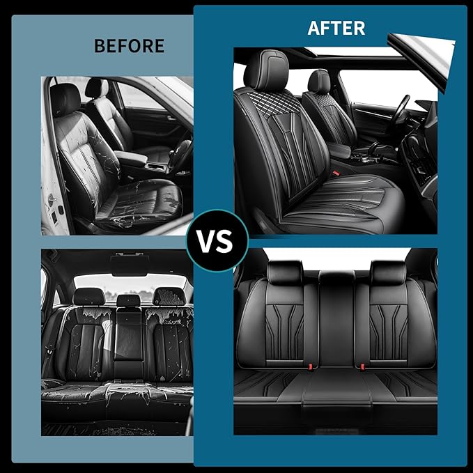 Fit Kicks Car Seat Covers， Compatible with Nissan Kicks 2018 2019-2026 -Premium Leather, Waterproof Breathable All-Weather Seat Cushion Protector Airbag Compatible（2 Seats Front Pair，All Black