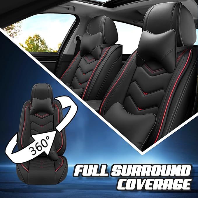 Car Seat Covers for KIA Sedona 2003-2021, Premium Nappa Leather Car Seat Cover, Stylish Sport Seat Covers， Automobile Seat Cover Sets.(Luxury 5 Seats/Black)