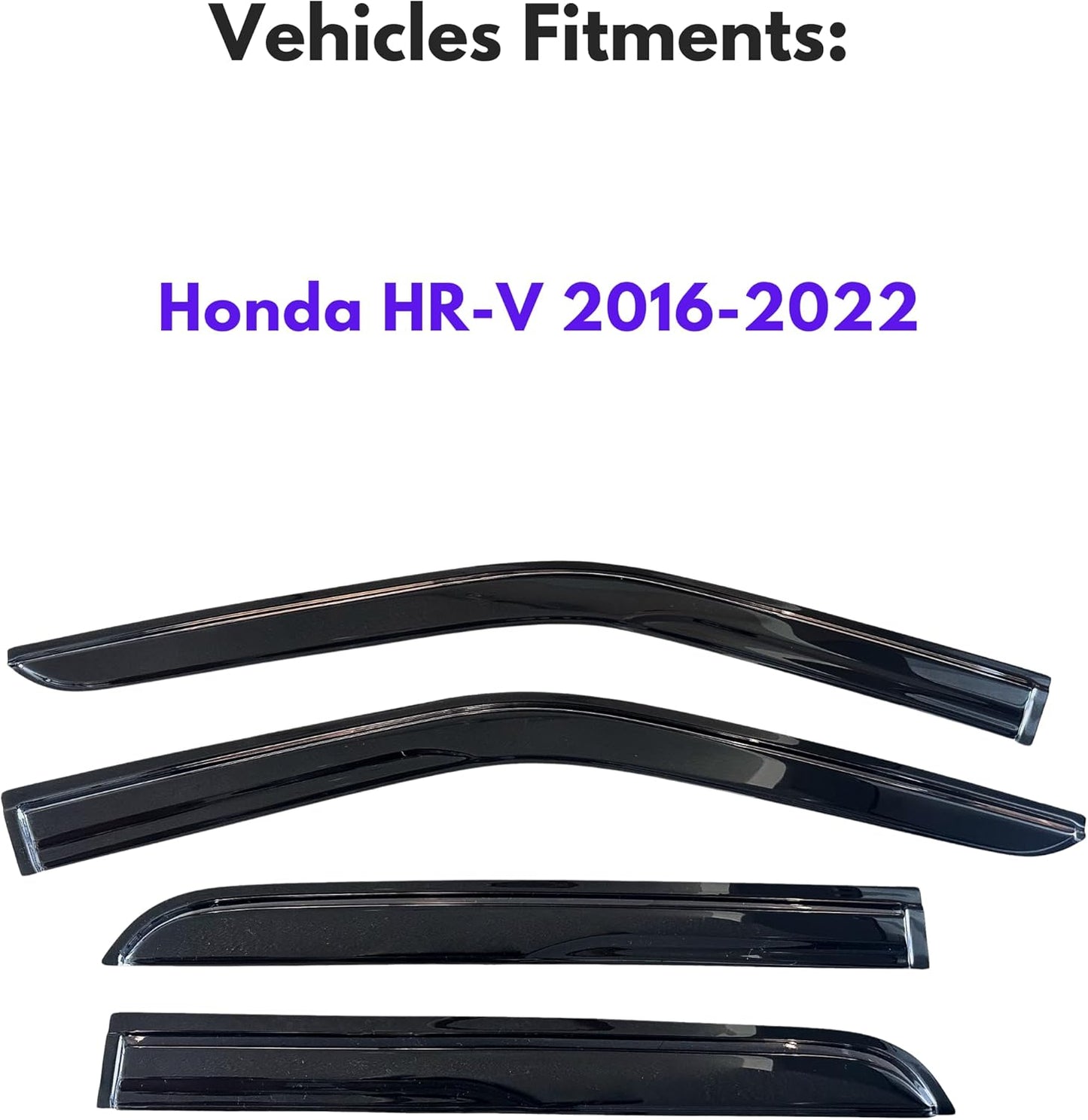 KPY Window Visor Compatible with Honda HR-V 2016-2022 (HRV), 4PC Rain Guard Side Window Vent Deflectors Tape-On Mugen Style, 2016 2017 2018 2019 2020 2021 2022
