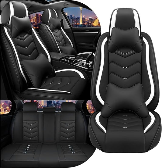 CTDS Car Seat Covers for Honda HR-V 2016-2026, Stylish Sport Seat Cover, Premium Nappa Leather Car Seat Cover. Automobile Seat Covers Sets.(Luxury 5 Seats/Black White)