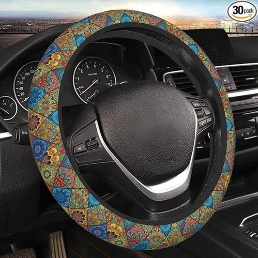 Boho Mandala Auto Car Steering Wheel Cover Universal 15 Inch Neoprene Interior Decor Protection Accessories