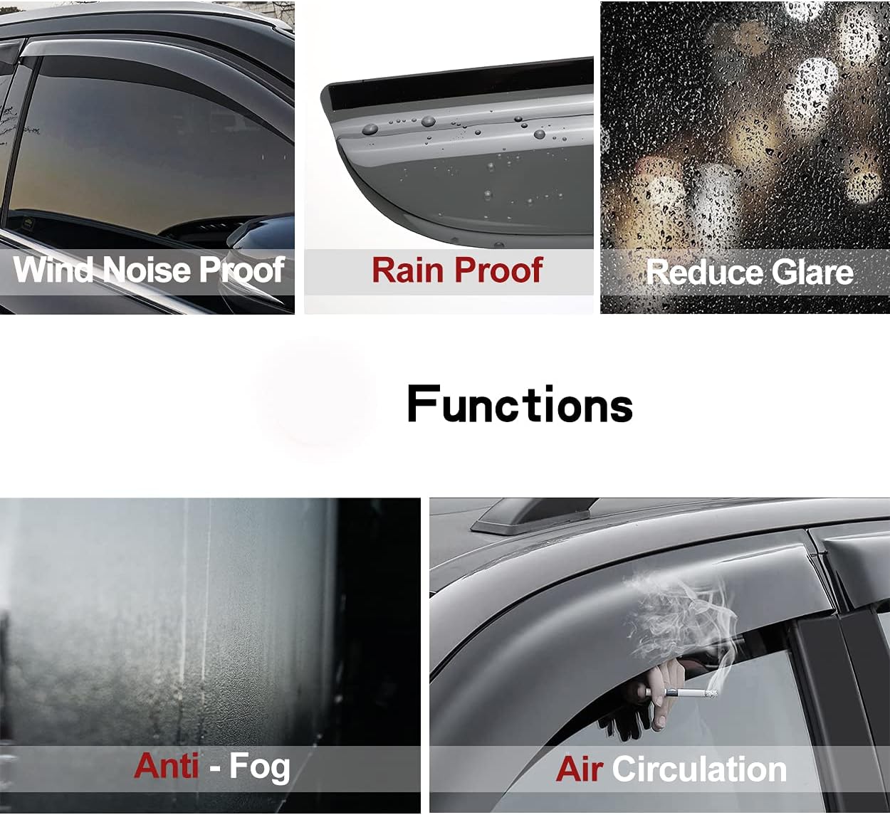Side Window Visor Wind Deflector, 2pc in-Channel Nice Rain Guards Set fit for 1993-2011 Ford Ranger,1994-2010 Mazda B2300/B4000,1994-2008 Mazda B3000 with Standard/Extended Cab|92083