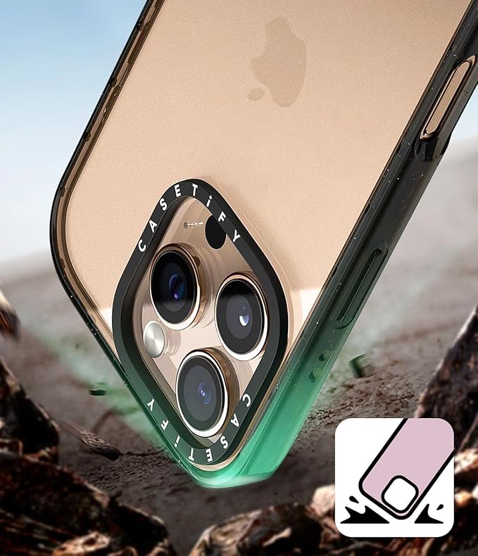 CASETiFY Impact iPhone 15 Case [4X Military Grade Drop Tested / 8.2ft Drop Protection/Compatible with Magsafe] - Sakura Cherry Saturday - Clear Black