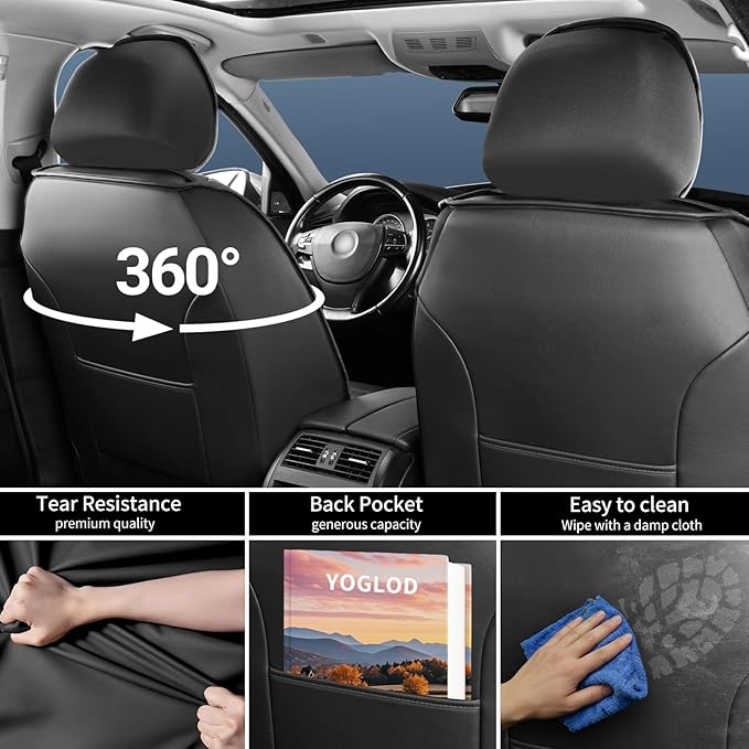 CX-3 Car Seat Covers Custom Fit for Mazda CX-3 2016-2021, Full Coverage Premium Leather Waterproof Breathable Seat Covers, Automotive Seat Protectors, Airbag Compatible(Full Set Seats, Black)