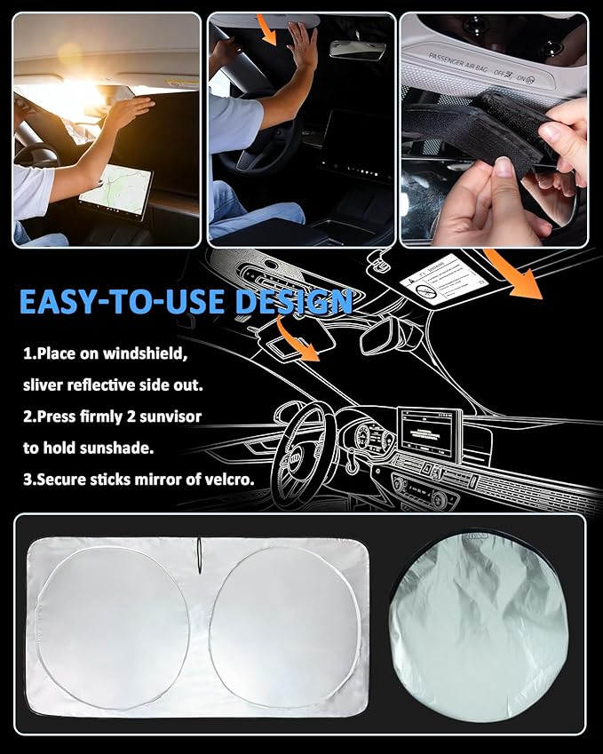 Sunshade for Fusion Windshield Sun Shade for 2013-2019 2020 2021 Ford Fusion Accessories Front Window Shield Cover Foldable Sun Visor Blocker Keep Car Cooler