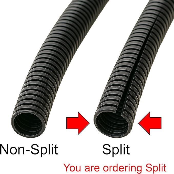 Electriduct Split Wire Loom Tubing Polyethylene Corrugated Flexible Conduit - 1.5" Nominal Size - 100 Feet - Blue