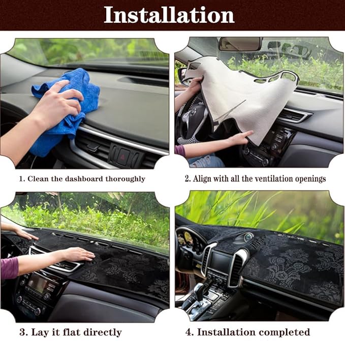 Dashboard Cover for Ford Edge 2015-2020,Anti-Glare Sun Shield,Non-Slip Custom Fit Dash Mat,Interior Protector,French Velvet