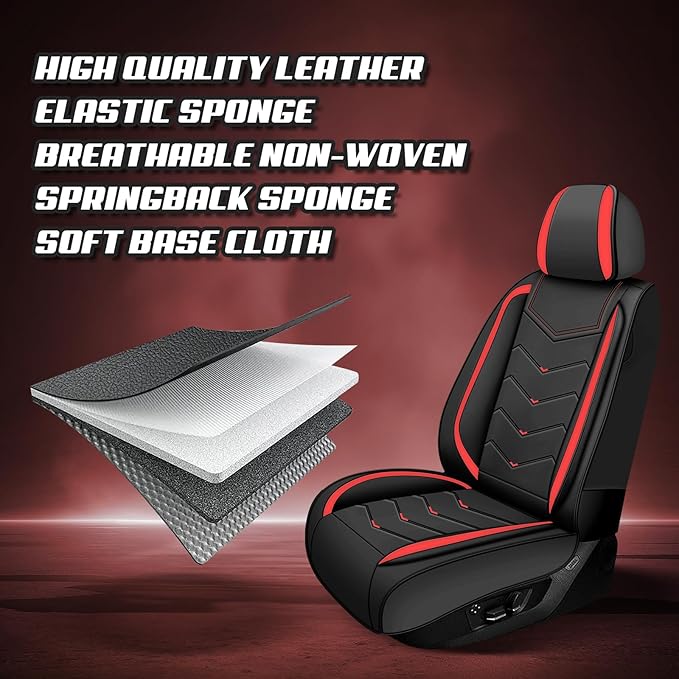 Car Seat Covers for Honda Accord 2000-2026, Premium Nappa Leather Car Seat Cover, Stylish Sport Seat Covers， Automobile Seat Cover Sets.(Standard 2 Seats/Black Red)