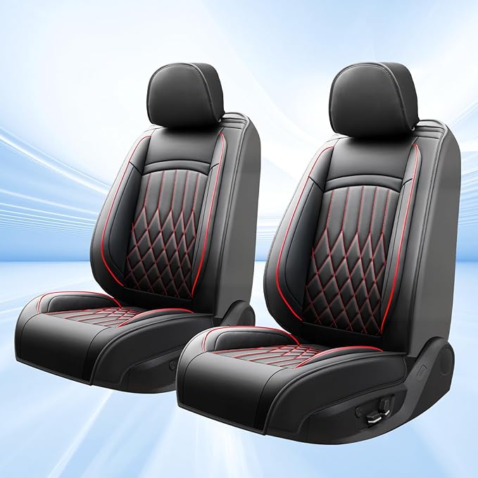 Fit TSX Car Seat Covers for Acura TSX 2003-2014 - Premium Leather, Waterproof, All-Weather, Airbag Compatible, Breathable, Easy Install, Seat Protectors, Only 2 Front seat Covers, Redline