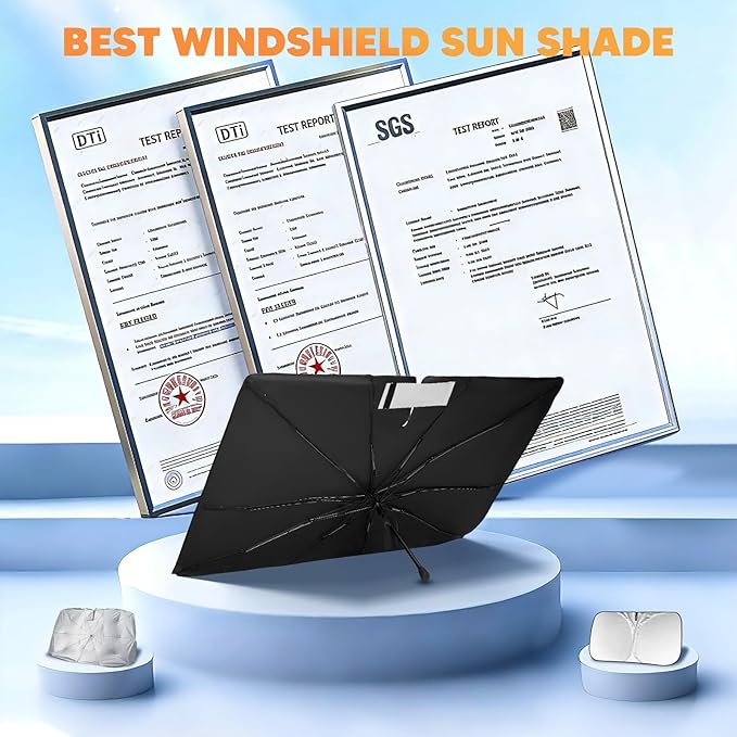 KUST Custom Fit Windshield Sun Shade Umbrella for Chevrolet Chevy Colorado 2015-2022 | Foldable Sunshade with Bendable Handle | Blocks Heat & UV Scratch Resistant Keep Cool Sunshield